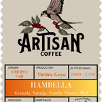 Hambella. Café de Etiopía. Natural - Artisancoffee   Origen: Etiopía Región: Guji Productor: Hambella Flavor Estación de lavado: Tirtira Goyo Altitud: 2.000 - 2.350 metros Varietal: Heirloom Notas de Cata: Granada, Naranja, Pomelo, Flores y Miel