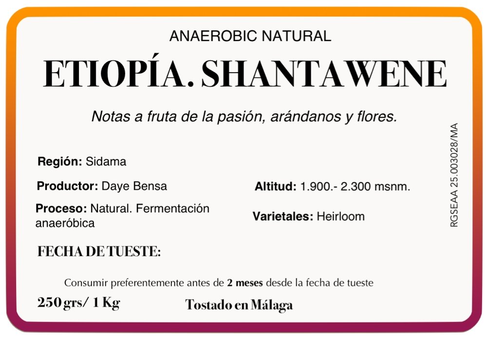 Shantawene Daye Bensa. Café de Etiopía. Natural Anaeróbico - Artisancoffee