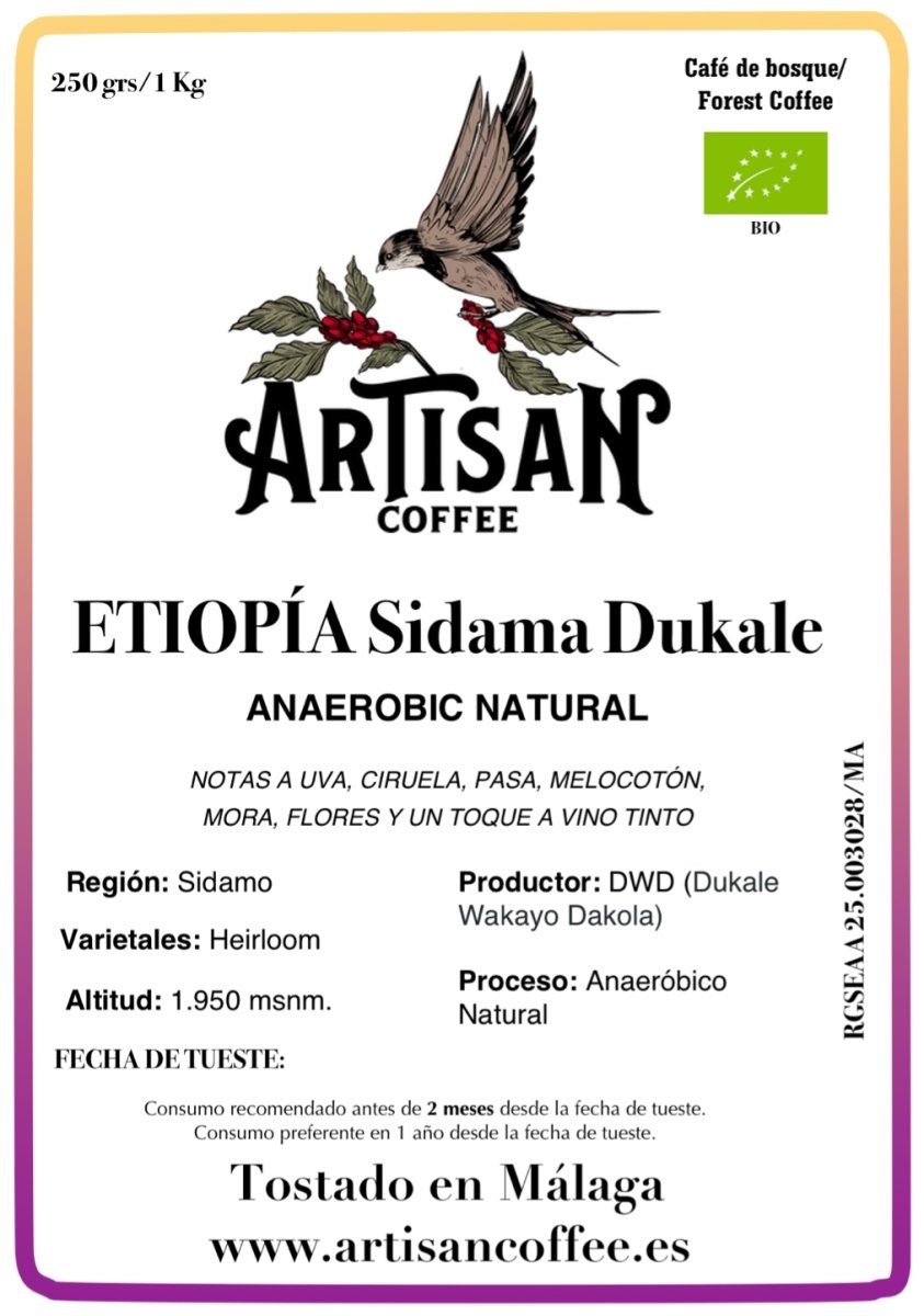 Sidama Dukale. Café de Etiopía. Natural Anaeróbico. - Artisancoffee