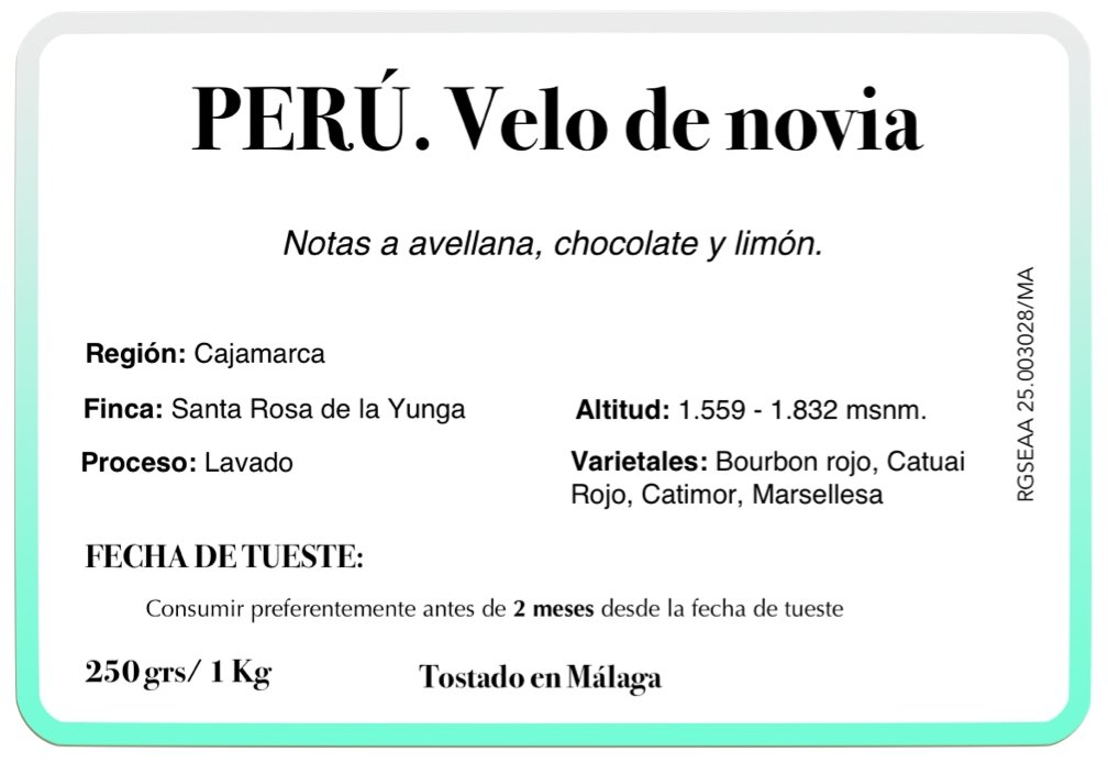 Velo de novia. Café de Perú. Lavado - Artisancoffee