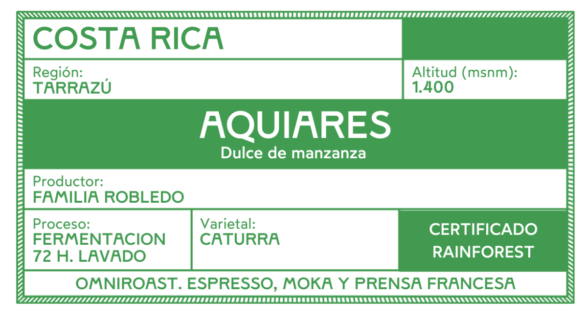 Aquiares. Café de Costa Rica. Lavado Anaeróbico - Artisancoffee