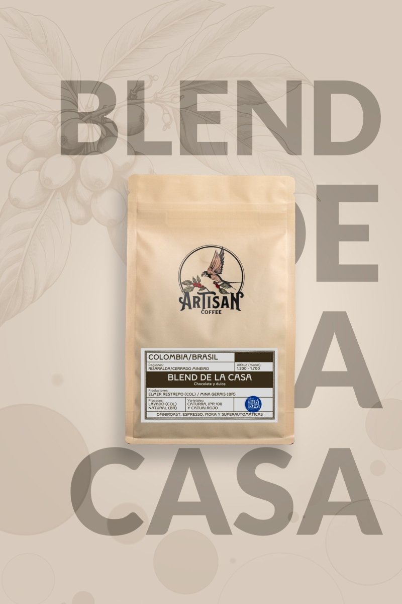 Bolsa de Artisan Blend, café de especialidad de Colombia y Brasil para espresso, moka y superautomática