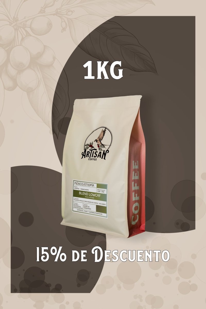 Blend Lowcaf – Café de México y Etiopía · Baja Cafeína · Espresso y Moka - Artisancoffee