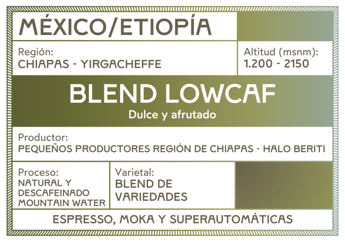 Blend Lowcaf – Café de México y Etiopía · Baja Cafeína · Espresso y Moka - Artisancoffee