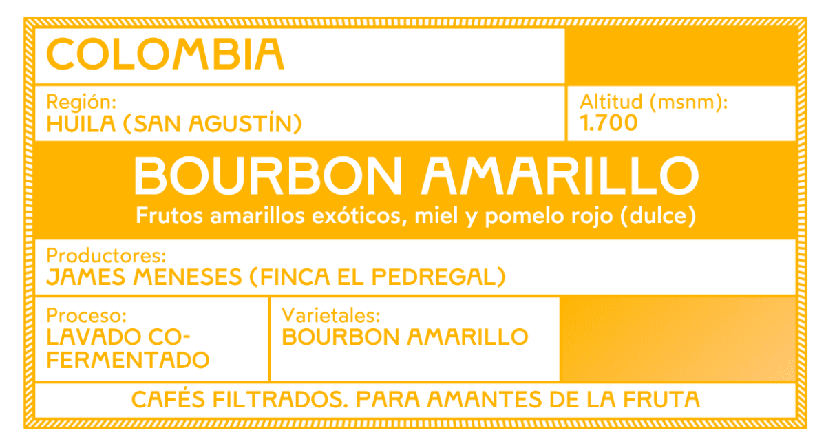 Bourbon Amarillo – Café de Colombia · Co - fermentado · Finca El Pedregal - Artisancoffee
