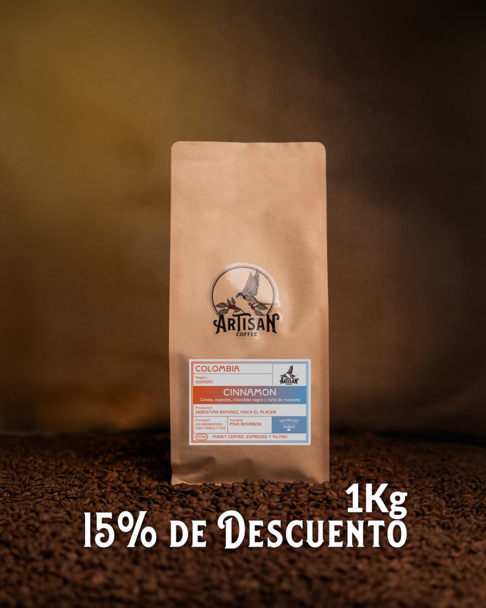 Cinnamon de Sebastián Ramirez. Café de Colombia. Pink bourbon Co - fermentado con canela - Artisancoffee