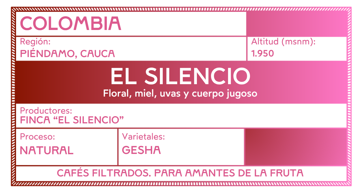 Café natural de Finca El Silencio, Piendamó Cauca, recomendado para métodos de filtro
